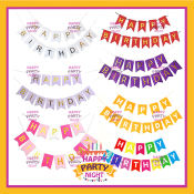 Happy Party Night 16x20CM Big Happy Birthday Banner Hbd banner Birthday Party Decoration