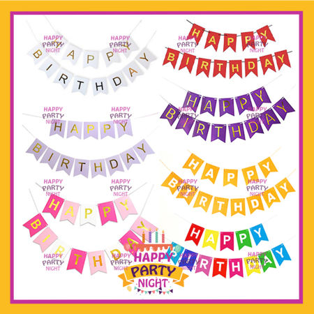 Happy Party Night 16x20CM Big Happy Birthday Banner Hbd banner Birthday Party Decoration