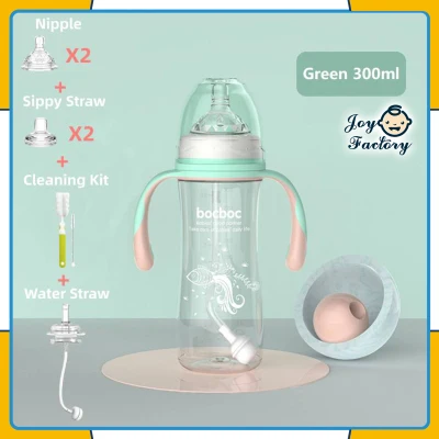 Baby's Bottle 1 Cup 3 Uses Silicone Nipples Sippy Straw Water Straw BPA Free Nursing Bottle Feeding Bottle Water Sippy Cup For Newborn Baby Infant Kids Baby Nursing Feeding Bottle Accessories 240ml 300ml Milk Bottle (7)