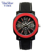 UniSilver TIME Men's Black and Red Rubber Watch