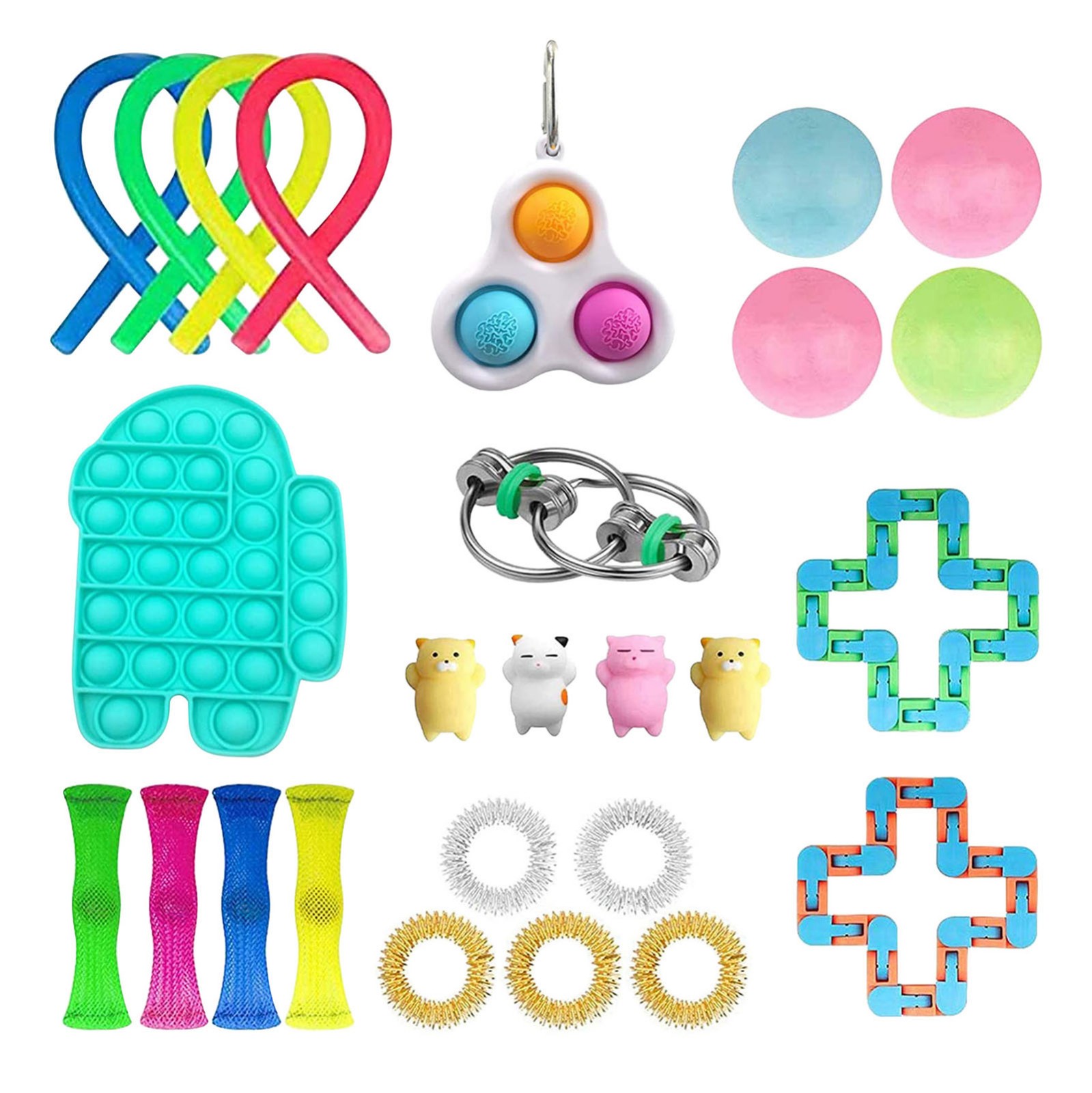 Pop-it Dimple Figet Toys for Kids and Adults with Colorful Pineapple Push Bubble 22Pcs Fidget Toys Set 34 Pack Fidget Toys Set Sensory Fidget Toys Pack Stress Relief and Anti-anxiety Tools 