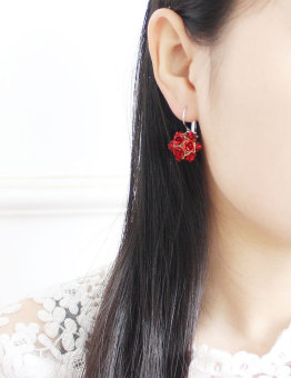 2pcs Flower Stereoscopic Rose Earrings Red July 2018 - 2 2pcs Flower Stereoscopic Rose earrings red - 2