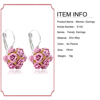 2pcs Flower Stereoscopic Rose Earrings Red July 2018 - 5 2pcs Flower Stereoscopic Rose earrings red - 5