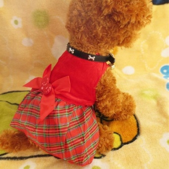 2Pcs Lovely Puppy Plaid Bow Apparel Red Dress Clothes Pet Dog Skirt(Size:S)- Intl May 2018 - 2 2Pcs Lovely Puppy Plaid Bow Apparel Red Dress Clothes Pet Dog Skirt(Size:S)- intl - 2