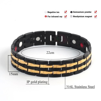 4 In 1 Bio Magnetic Bracelet Black Color IPG Gold Plated PowerSports Bracelets For Men Energy Bangles Hand Chain 10114 - Intl June 2018 - 2 4 In 1 Bio Magnetic Bracelet Black Color IPG Gold Plated PowerSports Bracelets For Men Energy Bangles Hand Chain 10114 - intl - 2