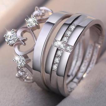Adventurer Silver Prince & Princess Imperial Crown CrossAdjustable Couple Rings JZ-09 June 2018 - 2 Adventurer Silver Prince & Princess Imperial Crown CrossAdjustable Couple Rings JZ-09 - 2