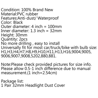 Areyourshop 2X Universal Rubber Housing Seal Cap Dust Cover LEDBulbs HID Headlight 32mm H11 - Intl June 2018 - 5 Areyourshop 2X Universal Rubber Housing Seal Cap Dust Cover LEDBulbs HID Headlight 32mm H11 - intl - 5