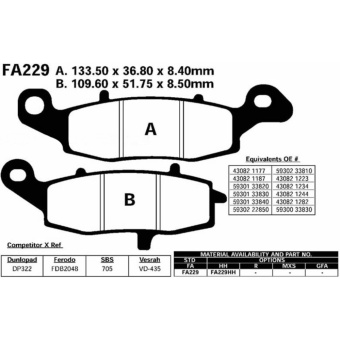 Areyourshop Brake Pads FA229 For KAWASAKI ER-6F ER-6N KLE KLR 650VN 800 900 1500 1600 1700 - Intl June 2018 - 2 Areyourshop Brake Pads FA229 For KAWASAKI ER-6F ER-6N KLE KLR 650VN 800 900 1500 1600 1700 - intl - 2