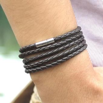 Black New Fashion 5 Layer Leather Bracelets Charm Bangle Handmade Round Rope Turn Buckle Bracelet For Women Men Low Price - Intl June 2018 - 4 Black New Fashion 5 layer Leather Bracelets charm Bangle Handmade Round Rope Turn Buckle Bracelet For Women Men Low Price - intl - 4