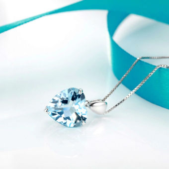 Blue Topaz Pendant Gemstone Jewelry 925 Sterling Silver Necklace Heart Women Romantic Gift June 2018 - 3 Blue Topaz Pendant Gemstone Jewelry 925 Sterling Silver Necklace Heart Women Romantic Gift - 3