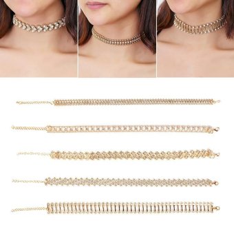 BUYINCOINS Women Boho Gold Choker Collar Rhinestone Crystal PendantChain Necklace Jewelry Gold - Intl June 2018 - 2 BUYINCOINS Women Boho Gold Choker Collar Rhinestone Crystal PendantChain Necklace Jewelry Gold - intl - 2