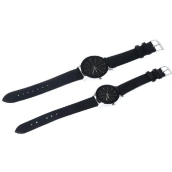 Couple Black Leather Strap Watch With FREE LD LACE June 2018 - 2 Couple Black Leather Strap Watch with FREE LD LACE - 2