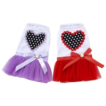 Cute Heart Pattern Pet Bubble Skirt, Size: S, Back Length: 20cm,Chest: 32cm(Purple) - Intl June 2018 - 2 Cute Heart Pattern Pet Bubble Skirt, Size: S, Back Length: 20cm,Chest: 32cm(Purple) - intl - 2