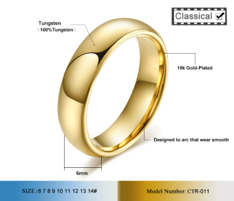 Fashion Tungsten Couple Rings 6MM/4MM Wide 18k Gold Plated Wedding Ring For Women And Men Jewelry - Intl April 2018 - 5 Fashion Tungsten Couple Rings 6MM/4MM Wide 18k Gold Plated Wedding Ring for Women and Men Jewelry - intl - 5