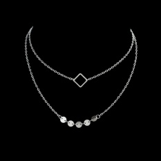 Feelontop New Fashion Jewelry Square Shape Gold-Color Silver Color Necklace Two Layers Necklace For