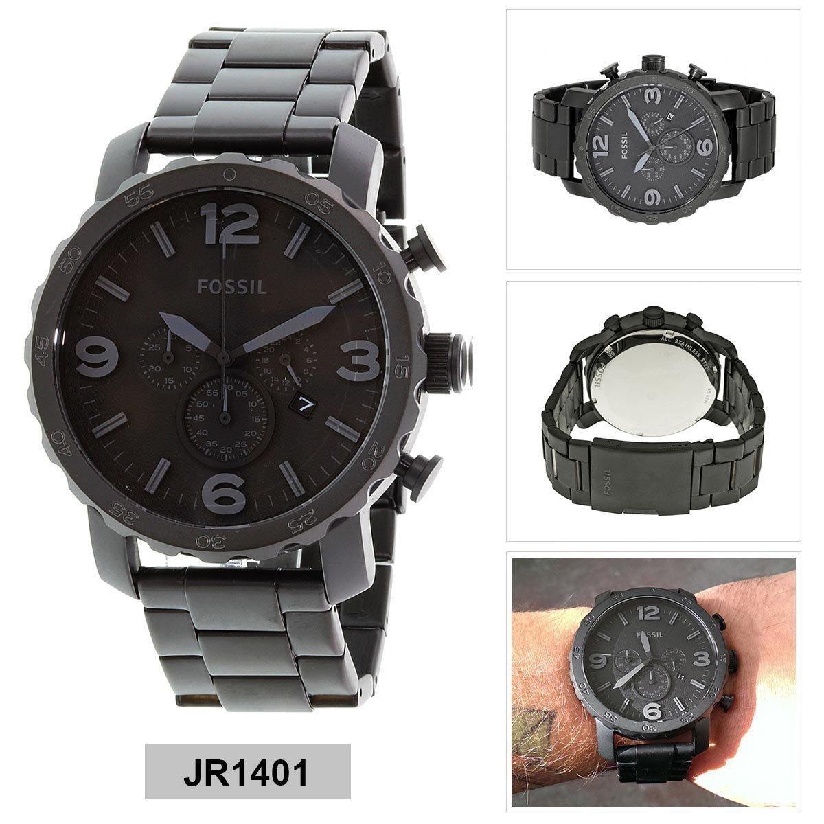 ... Nwt Warranty Me3041 Strap Source Leather Source Fossil Watch Nate Chronograph Black Stainless Steel Case Stainless