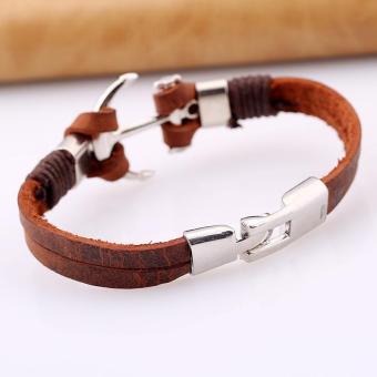 Genuine Brown Leather Anchor Bracelet June 2018 - 3 Genuine Brown Leather Anchor Bracelet - 3