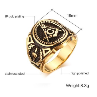 Gold Plated Vintage Freemason Symbol Masonic Ring For Men And Women- Intl July 2018 - 5 Gold Plated Vintage Freemason Symbol Masonic Ring for Men and Women- intl - 5