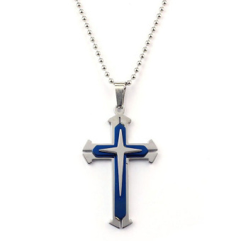 Hequ 3 Layer Split The Cross Pendant Titanium Steel Necklaces (Blue) April 2018 - 2 Hequ 3 Layer Split The Cross Pendant Titanium Steel Necklaces (Blue) - 2
