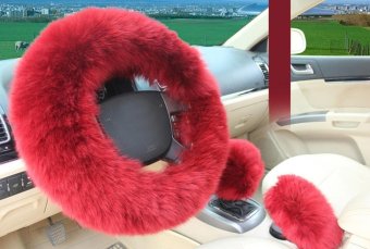 Leegoal Universal Steering Wheel Cover Plush Wool Soft Fluffy Steering Cover Guard Truck Car Accessory 1 Set 3 Pcs Red - Intl June 2018 - 2 leegoal Universal Steering Wheel Cover Plush Wool Soft Fluffy Steering Cover Guard Truck Car Accessory 1 Set 3 Pcs Red - Intl - 2