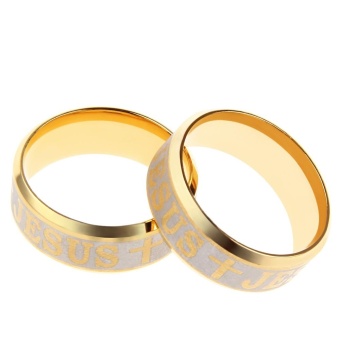Letter Cross Embellishment Stainless Steel Rings For Men - Intl July 2018 - 3 Letter Cross Embellishment Stainless Steel Rings for Men - intl - 3