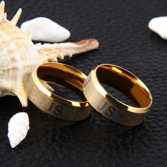 Letter Cross Embellishment Stainless Steel Rings For Men - Intl July 2018 - 4 Letter Cross Embellishment Stainless Steel Rings for Men - intl - 4