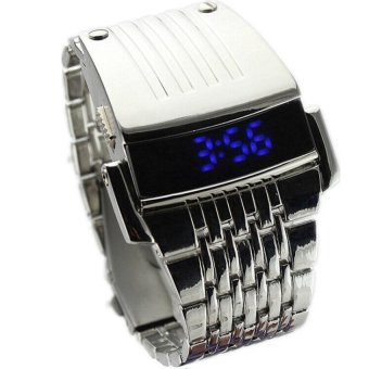 Men Stainless Steel Mens Blue LED Digital Sport Quartz WristWatchSilver - Intl June 2018 - 3 Men Stainless Steel Mens Blue LED Digital Sport Quartz WristWatchSilver - intl - 3