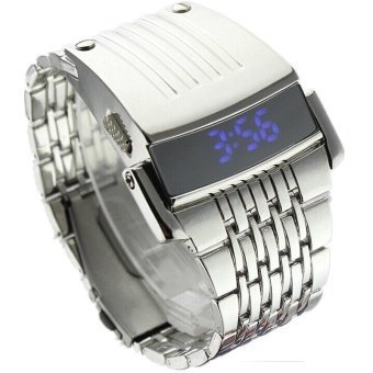 Men Stainless Steel Mens Blue LED Digital Sport Quartz WristWatchSilver - Intl June 2018 - 4 Men Stainless Steel Mens Blue LED Digital Sport Quartz WristWatchSilver - intl - 4