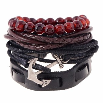 Men's Fashion Accessories Retro Style Leather Bracelet Jewelry (TZ007) - Intl June 2018 - 3 Men's Fashion Accessories Retro Style Leather Bracelet Jewelry (TZ007) - intl - 3