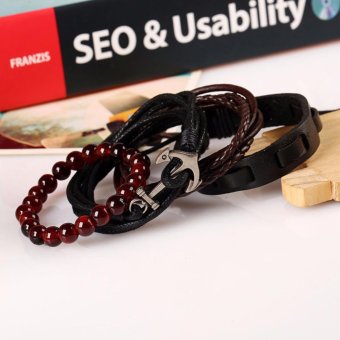 Men's Fashion Accessories Retro Style Leather Bracelet Jewelry (TZ007) - Intl June 2018 - 4 Men's Fashion Accessories Retro Style Leather Bracelet Jewelry (TZ007) - intl - 4