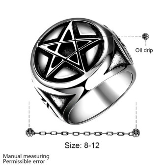 Men's Pentagram 316L Stainless Steel Ring Band Silver Black June 2018 - 2 Men's Pentagram 316L Stainless Steel Ring Band Silver Black - 2