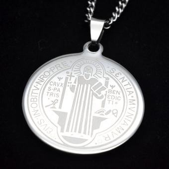 Men's SIlver Tone Stainless Steel Patron Saint St.Benedict HolyMedal Pendant Necklace SS Curb Chain 60CM - Intl June 2018 - 2 Men's SIlver Tone Stainless Steel Patron Saint St.Benedict HolyMedal Pendant Necklace SS Curb Chain 60CM - Intl - 2