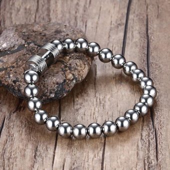 Mens Stainless Steel Silver Dumbbell Charm Bracelet With 8mm BeadsChain Fitness Jewelry Power Gym - Intl July 2018 - 5 Mens Stainless Steel Silver Dumbbell Charm Bracelet with 8mm BeadsChain Fitness Jewelry Power Gym - intl - 5