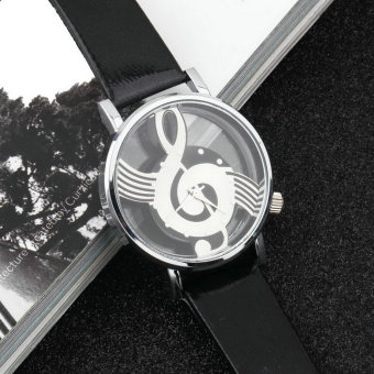 Music Notation Womens Men Quartz Watches PU Leather Analog Wristwatch Black - Intl June 2018 - 3 Music Notation Womens Men Quartz Watches PU Leather Analog Wristwatch Black - Intl - 3