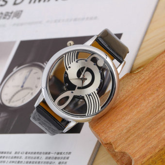 Music Notation Womens Men Quartz Watches PU Leather Analog Wristwatch Black - Intl June 2018 - 2 Music Notation Womens Men Quartz Watches PU Leather Analog Wristwatch Black - Intl - 2