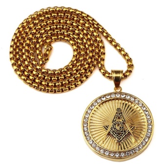 New Iced Out Gold Plated Freemason Masonic Compass G Round Pendant Free-Mason Freemasonry Hip Hop Necklace For Men/Women - Intl June 2018 - 4 New Iced Out Gold Plated Freemason Masonic Compass G Round Pendant Free-Mason Freemasonry Hip Hop Necklace for Men/Women - intl - 4