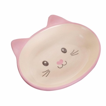 Non-Skid Cat Ear Shaped Cat Dog Bowls Ceramic Pet Feeder For Small Pets Pink_ By WWang - Intl June 2018 - 2 Non-Skid Cat Ear Shaped Cat Dog Bowls Ceramic Pet Feeder for Small Pets Pink_ by WWang - intl - 2