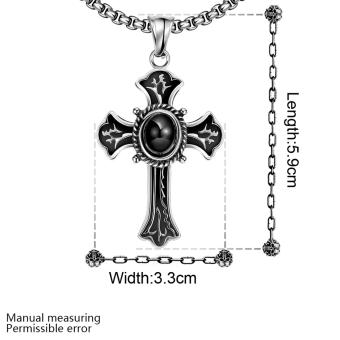 Popcorn GMYN043 Punk Black Stone Cross Pendant Stainless SteelNecklace (Silver Plated) June 2018 - 2 Popcorn GMYN043 Punk Black Stone Cross Pendant Stainless SteelNecklace (Silver Plated) - 2
