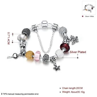 Popcorn H005-B Heart Tag Charm Silver Plated Bracelet With Zircon Inlay June 2018 - 2 Popcorn H005-B Heart Tag Charm Silver Plated Bracelet with Zircon Inlay - 2