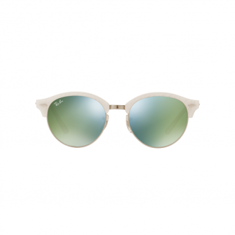Ray-Ban Sunglasses Clubround RB4246 - Top Wrinkled White On White(988/2X) Size 51 Green Mirror Green June 2018 - 2 Ray-Ban Sunglasses Clubround RB4246 - Top Wrinkled White On White(988/2X) Size 51 Green Mirror Green - 2