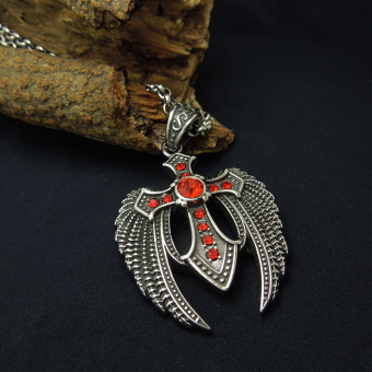 Silver Tone Black Enamel Red CZ Angel Wing Stainless Steel CrossPendant Necklace Free Chain 60CM Long - Intl April 2018 - 2 Silver Tone Black Enamel Red CZ Angel Wing Stainless Steel CrossPendant Necklace Free Chain 60CM Long - Intl - 2