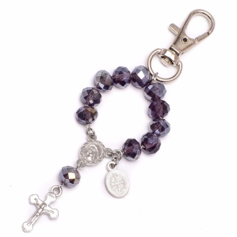 Soleful By Cez - February Birthstone Rosary Keychain With Prayer Card (amethyst) With Free Stainless Steel Earrings June 2018 - 2 Soleful by Cez - February Birthstone Rosary Keychain with Prayer Card (amethyst) with Free Stainless Steel Earrings - 2