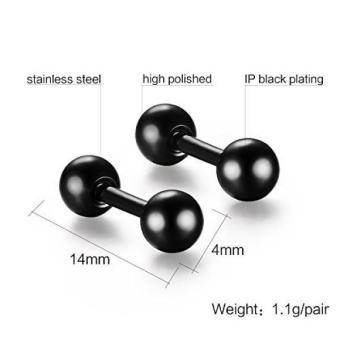 Stainless Steel Black Ball Bead Ear Stud Earrings For Men June 2018 - 3 Stainless Steel Black Ball Bead Ear Stud Earrings for Men - 3