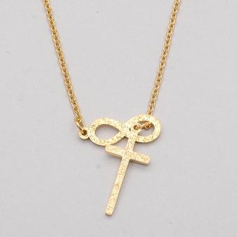 Stainless Steel Frosted Cross Infinity Necklace - Gold July 2018 - 2 Stainless Steel Frosted Cross Infinity Necklace - Gold - 2