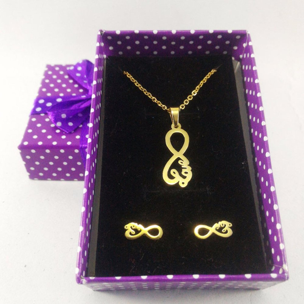Philippines Stainless Steel Infinity Love Necklace Earrings Set Stainless Steel Infinity Love Necklace Earrings Set Gold With Free Heart
