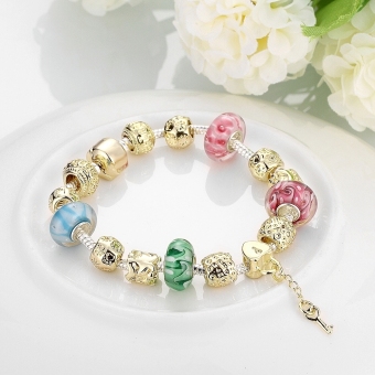 Treasure By B&D H017 Delicate Colorful Zircon Inlay Beads Bracelet (Gold Plated) June 2018 - 3 Treasure by B&D H017 Delicate Colorful Zircon Inlay Beads Bracelet (Gold Plated) - 3