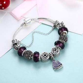 Treasure By B&D H057 Yifan Style Pendant With Purple Charm Bracelet For Women (Silver Plated) June 2018 - 5 Treasure by B&D H057 Yifan Style Pendant with Purple Charm Bracelet for Women (Silver Plated) - 5