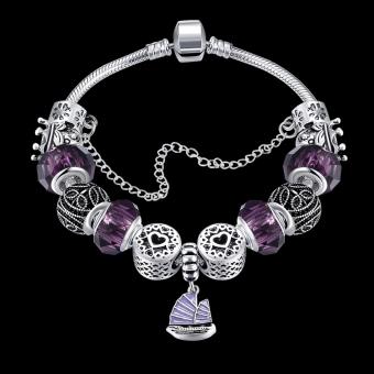 Treasure By B&D H057 Yifan Style Pendant With Purple Charm Bracelet For Women (Silver Plated) June 2018 - 2 Treasure by B&D H057 Yifan Style Pendant with Purple Charm Bracelet for Women (Silver Plated) - 2