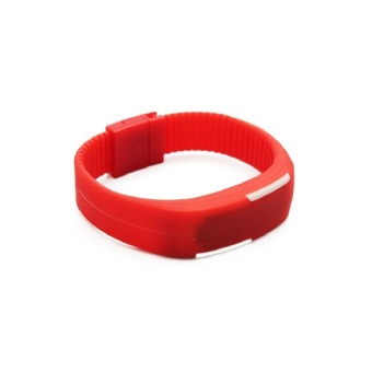 Unisex Red Rubber Bracelet LED Digital Wrist Watch June 2018 - 2 Unisex Red Rubber Bracelet LED Digital Wrist Watch - 2