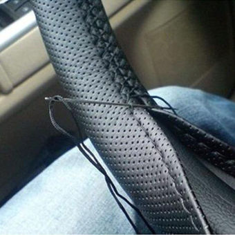 Universal PU Leather DIY Steering Wheel Car Cover With Needles AndThread Black Red July 2018 - 2 Universal PU Leather DIY Steering Wheel Car Cover With Needles andThread Black red - 2